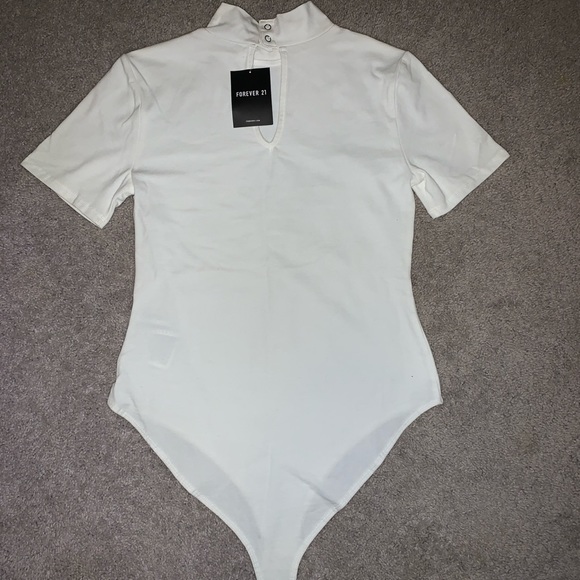 SOLD White Mock Neck Bodysuit - Picture 2 of 3